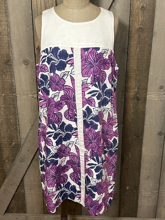 Dresses & Skirts - Tommy Bahama Linen Blend Floral Shift Dress Purple White Sleeveless Size M